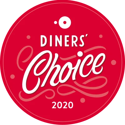 Diners' Choice award badge for 2020 in red and white